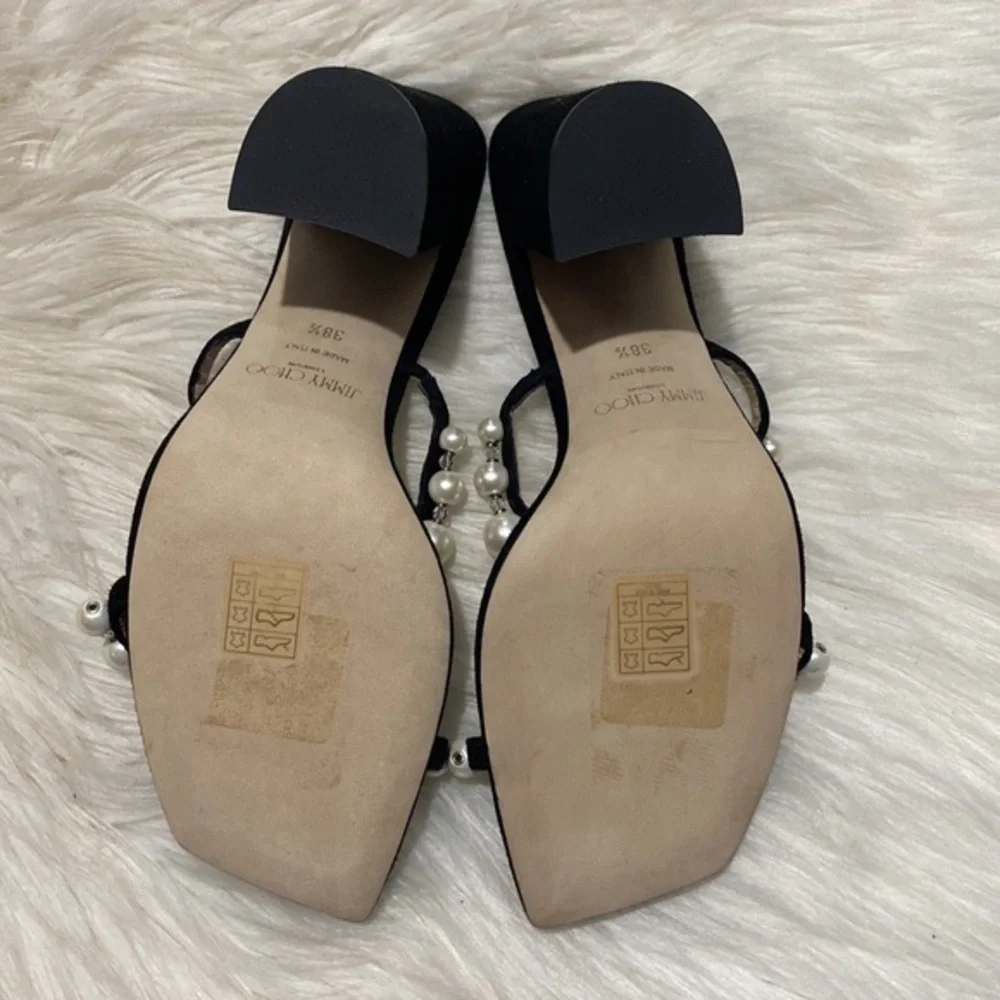 New Jimmy Choo Amara Embellished slide sandal‎ size 38.5EU